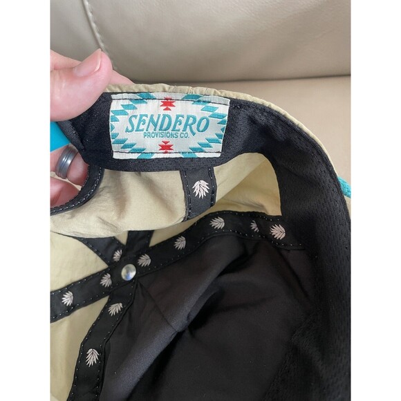 Sendero Provisions Co Keepin It Reel Beige Teal Nylon Snapback Adjustable Hat - Picture 6 of 7